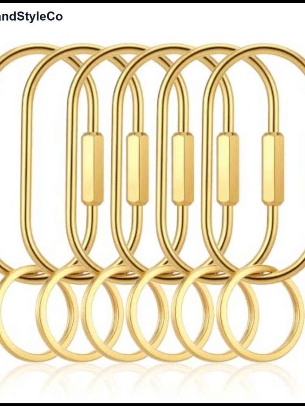 6PCS Gold Brass Key Rings, Secure Bag Charm Carabiner Clip